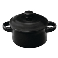 Olympia Tapas Mini Round Pot Matt Black 100x145x50mm 227ml 8oz (Box 4)