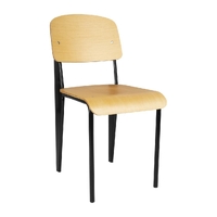 Bolero Wooden Dining Chairs with Black Steel Frame (Pack of 4)