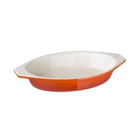 Vogue Orange Oval Cast Iron Gratin Dish 650ml