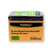 RAPID 54L MEDIUM DUTY LD BLACK BIN LINER - Pack of 50 Size: 54L