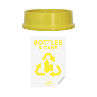 Recycling Lid Yellow with Bottles &amp; Cans&amp; 10c deposit returned sticker not applied